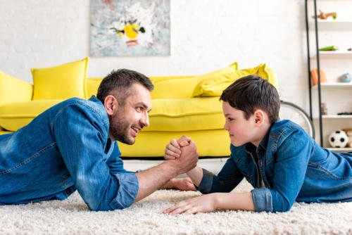 Father and Son Arm Wrestle